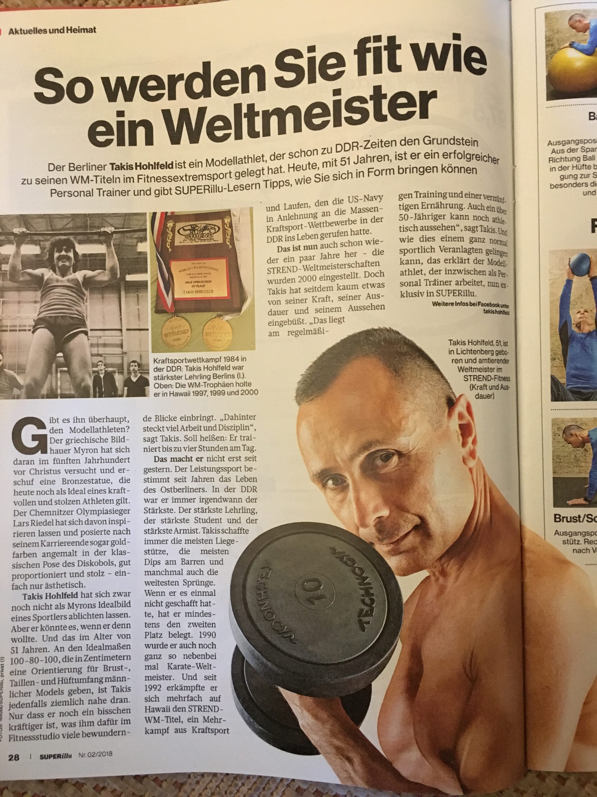 Zeitungsartikel von Takis Hohlfeld mit dem Titel "So werden Sie fit wie ein Weltmeister"
