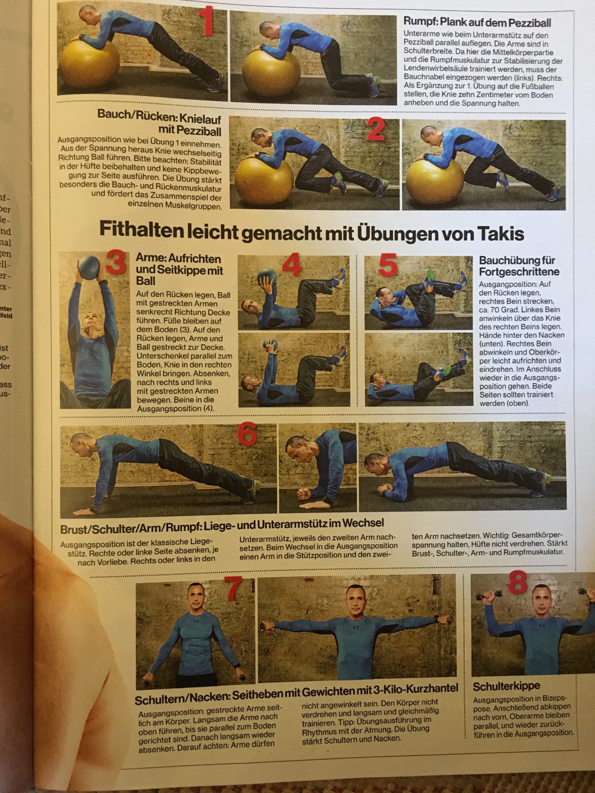 Artikel aus Magazin in dem Takis Hohlfeld Übungen vormacht
